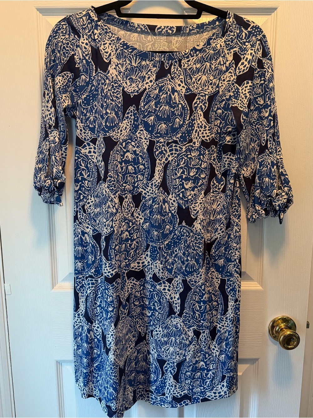 Lilly Pulitzer Preston tie sleeve dress indigo blue Snap To It